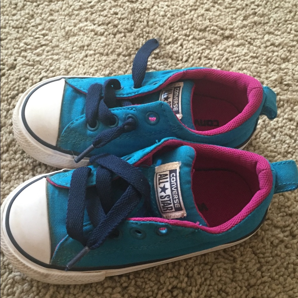 Teal and hot pink converse